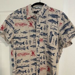 Fish Print Short Sleeve Button Down J. CREW